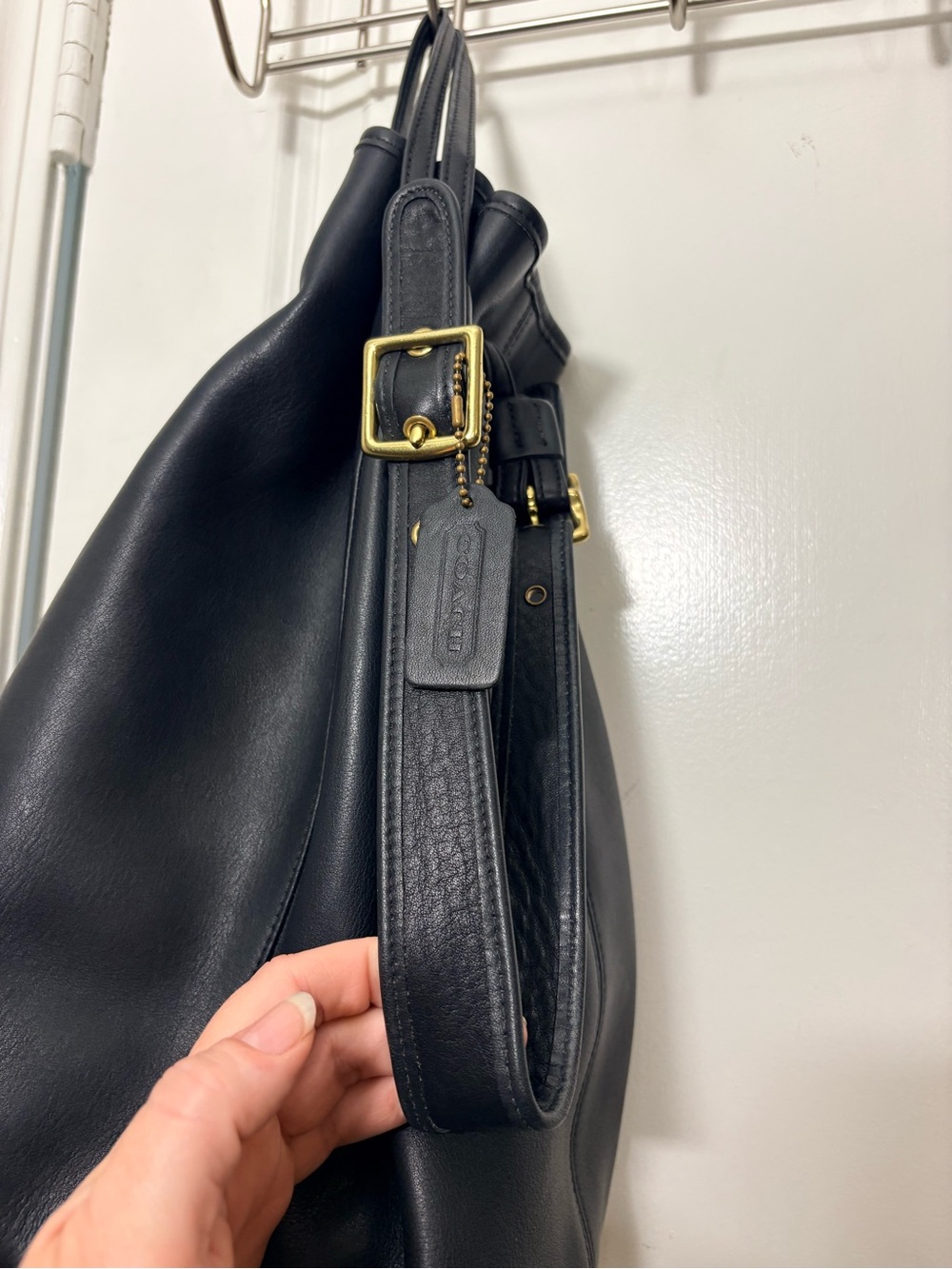 Vintage Coach Black Leather Legacy Drawstring Bucket Bag 9166 - Picture 11 of 16
